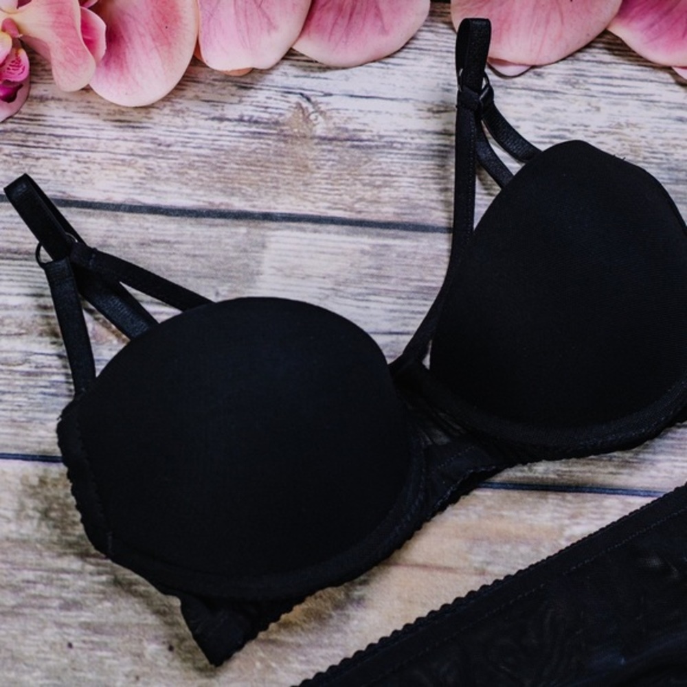 Lebonbon handmade black push-up bra - Picture 2 of 4